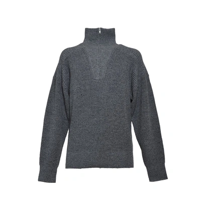 Shop Isabel Marant Benny Merino Wool Pullover With Zipper  In Anthracite