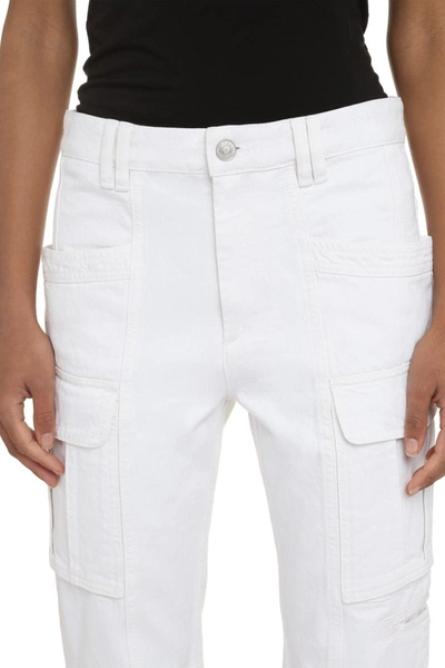 Shop Isabel Marant Vokayo Cotton Cargo-trousers In White