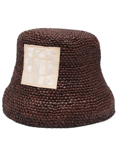 Jacquemus Ficiu Bucket Shape Patch Detail Hat In Brown