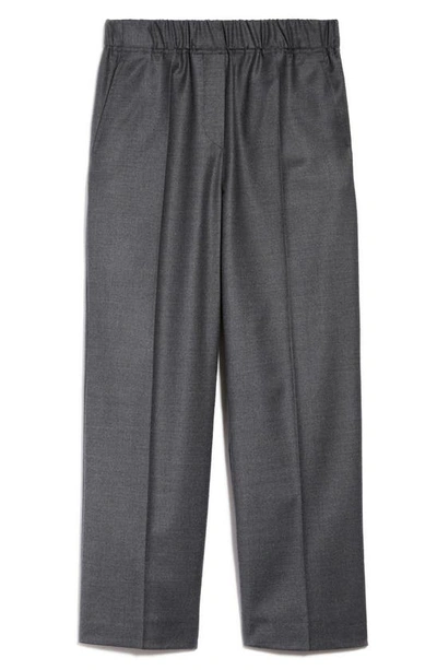 Shop Weekend Max Mara Cambra Elastic Waist Wool Stretch Flannel Ankle Pants In Dark Grey