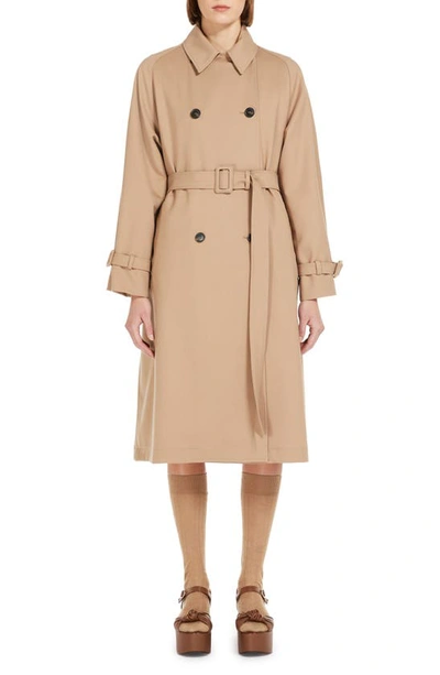 Weekend Max Mara Affetto Long Wool Blend Trench Coat In Camel