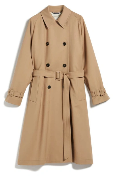 Weekend Max Mara Affetto Long Wool Blend Trench Coat In Camel