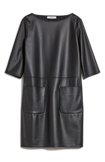 Shop Max Mara Baiocco Faux Leather Shift Dress In Black