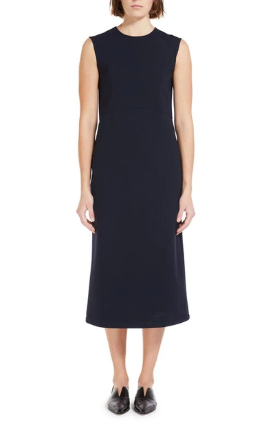Max Mara Sleeveless A-line Jersey Midi Dress In Navy
