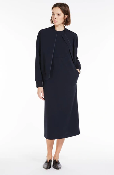 Max Mara Sleeveless A-line Jersey Midi Dress In Navy
