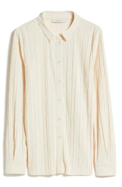 Shop Max Mara Paio Textured Button-up Shirt In Ivory