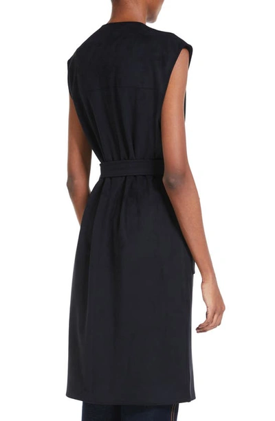 Shop Max Mara Badesse Belted Stretch Jersey Vest In Navy