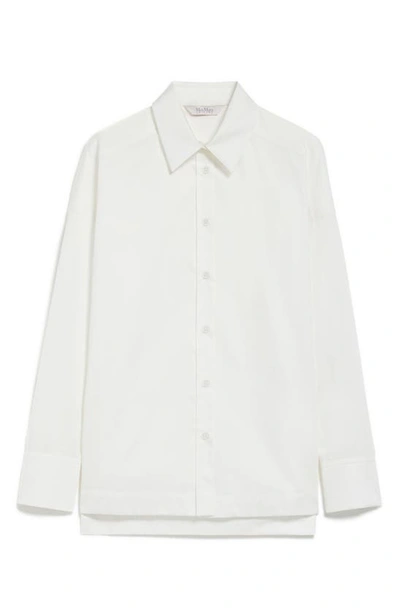 Shop Max Mara Keras Cotton Button-up Shirt In White