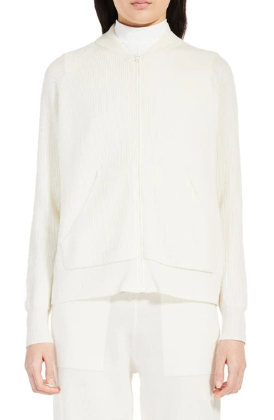 Shop Max Mara Volto Wool & Cashmere Zip Cardigan In White