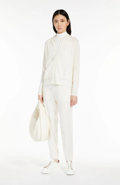 Shop Max Mara Volto Wool & Cashmere Zip Cardigan In White