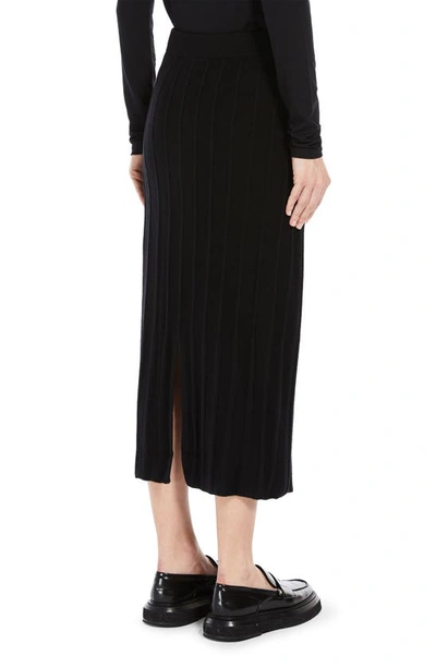 Shop Max Mara Melk Rib Virgin Wool Midi Skirt In Black
