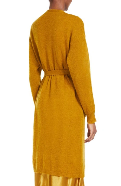 Shop Max Mara Leisure Gabon Belted Long Cardigan In Ochre