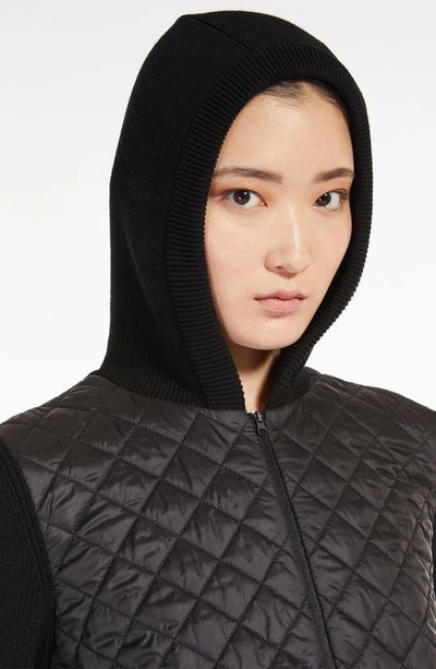 Shop Max Mara Veggia Hooded Quilted Jacket In Black