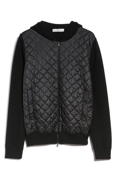 Shop Max Mara Veggia Hooded Quilted Jacket In Black