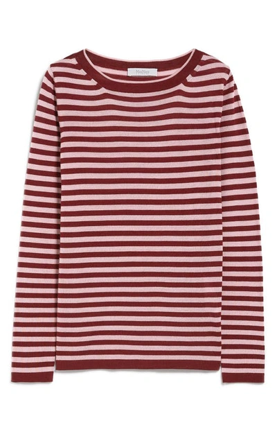 Shop Max Mara Leisure Favola Stripe Virgin Wool Sweater In Brick Red