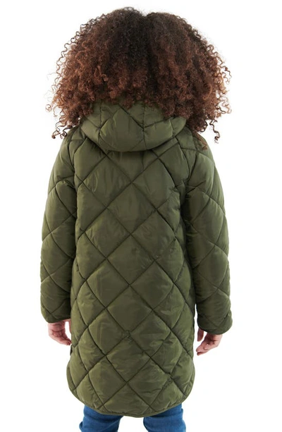 Shop Barbour Kids' Sandyford Quilted Jacket With Faux Fur Lined Hood In Olive