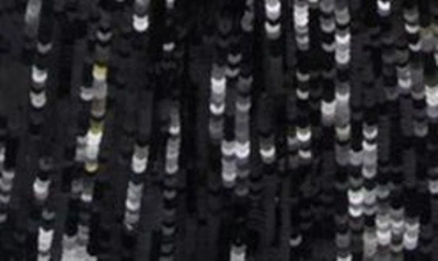 Shop Tom Ford Sequin Logo Long Sleeve Dress In Black/ White