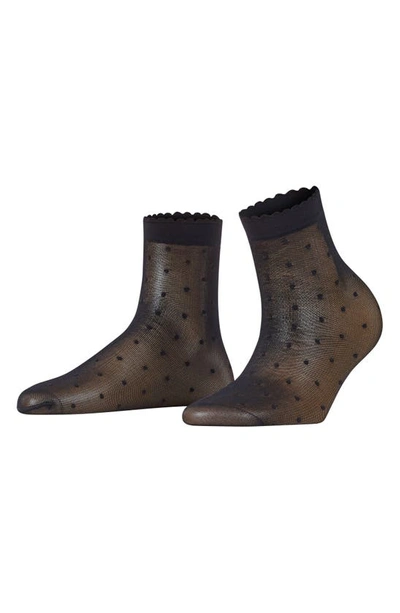 Shop Falke Polka Dot Mesh Crew Socks In Black