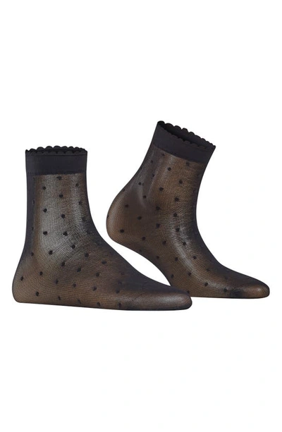 Shop Falke Polka Dot Mesh Crew Socks In Black