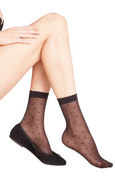 Shop Falke Polka Dot Mesh Crew Socks In Black