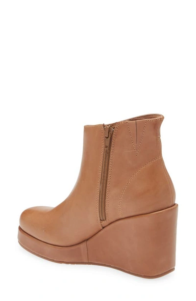 Chocolat Blu Penny Wedge Bootie In Chestnut Leather