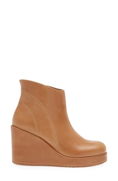 Chocolat Blu Penny Wedge Bootie In Chestnut Leather