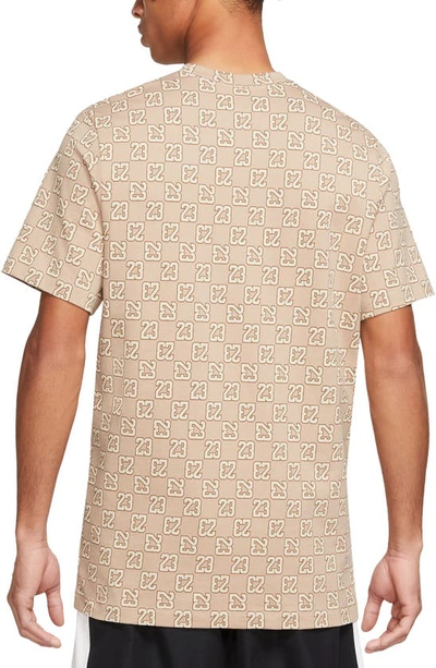 Shop Jordan Flight Essentials Allover Print T-shirt In Hemp/ Sanddrift