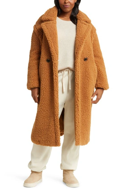 Shop Ugg (r) Gertrude Double Breasted Teddy Coat In Chestnut