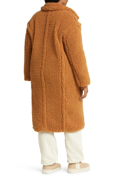 Shop Ugg Gertrude Double Breasted Teddy Coat In Chestnut