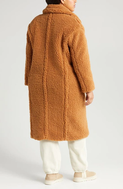 Shop Ugg Gertrude Double Breasted Teddy Coat In Chestnut