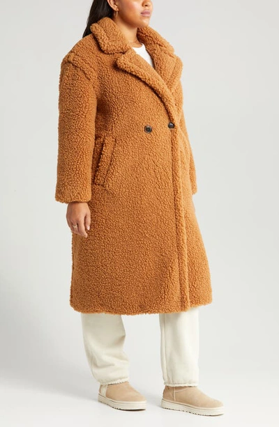 Shop Ugg (r) Gertrude Double Breasted Teddy Coat In Chestnut