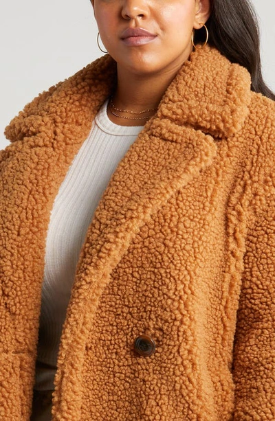 Shop Ugg (r) Gertrude Double Breasted Teddy Coat In Chestnut