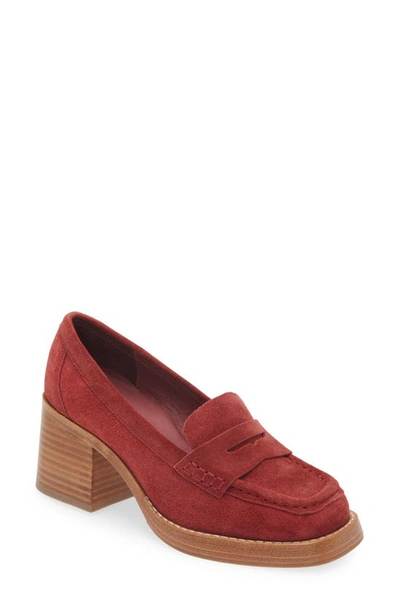 Shop Chocolat Blu Irene Penny Loafer Pump In Bordo Suede