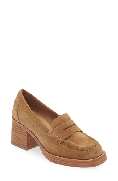 Shop Chocolat Blu Irene Penny Loafer Pump In Camel Suede