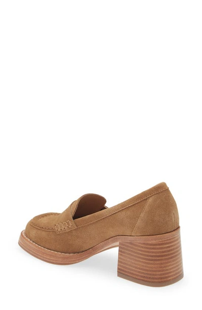 Chocolat Blu Irene Penny Loafer Pump In Camel Suede