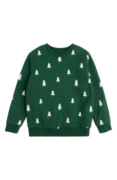 Shop Petit Lem Kids' Pine Tree Print Sweatshirt In Green