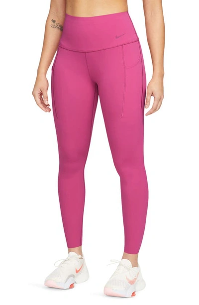 Nike Women's Universa Medium-support High-waisted 7/8 Leggings With Pockets  In Pink