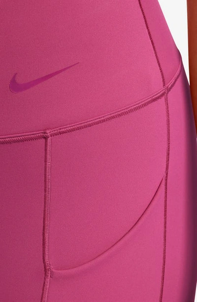 Shop Nike Universa Medium Support High Waist 7/8 Leggings In Fireberry/ Black