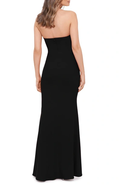 Shop Betsy & Adam Strapless Scuba Crepe Gown In Black