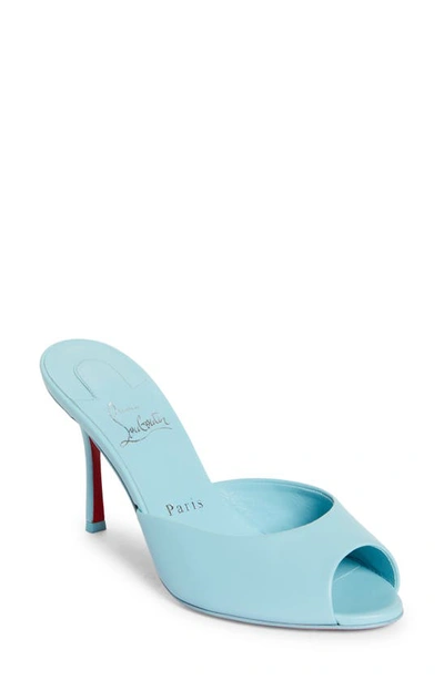 Shop Christian Louboutin Me Dolly Peep Toe Slide Sandal In 4118 Mineral/ Lin Mineral