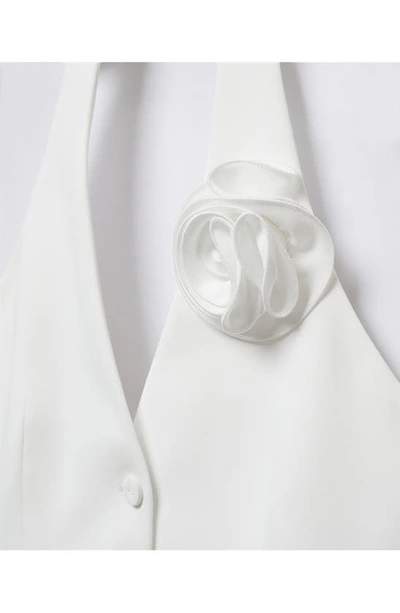 Mango Rosette Halter Vest In Ecru
