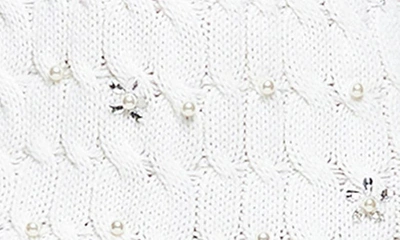 Shop River Island Imitation Pearl Embellished Long Sleeve Turtleneck Sweater Dress In Cream