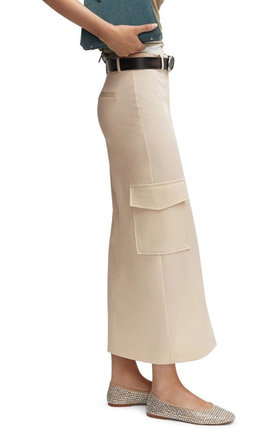 Mango Cargo Maxi Skirt In Ecru