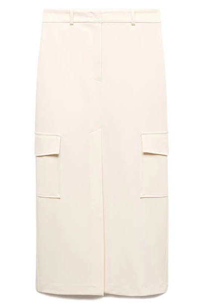 Mango Cargo Maxi Skirt In Ecru
