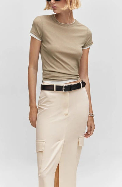 Mango Cargo Maxi Skirt In Ecru