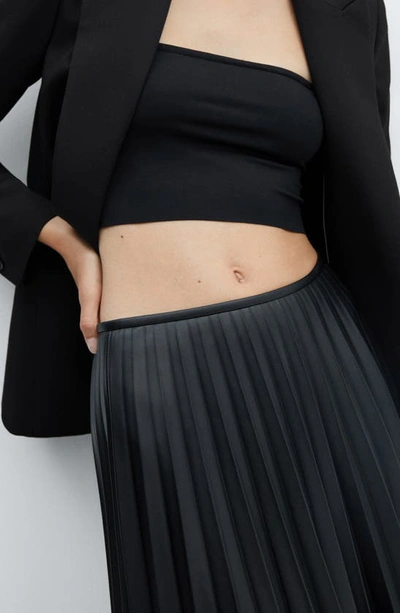 Shop Mango Pleated Faux Leather Skirt In Black