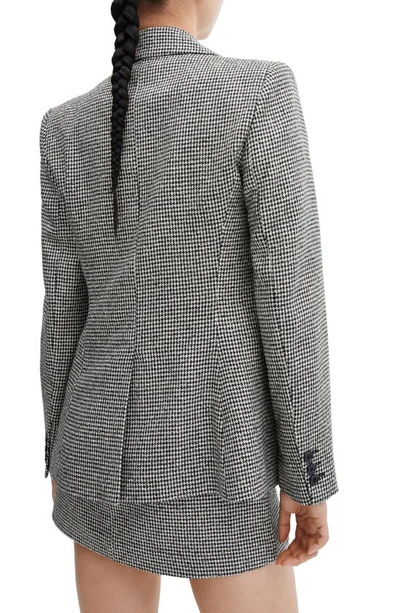 Mango Houndstooth Check Blazer In Black