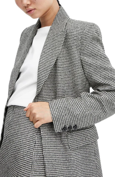 Mango Houndstooth Check Blazer In Black