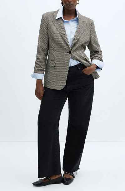 Mango Houndstooth Check Blazer In Black