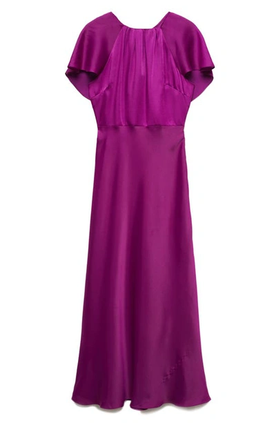 Shop Mango Back Ruffle A-line Dress In Purple